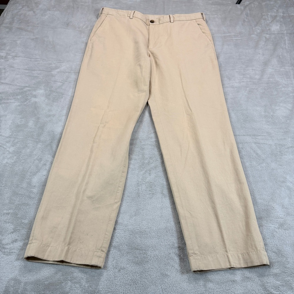 Brooks Brothers Mens 35x30 Clark Fit Regular Cotton Linen Chinos Khaki Pants